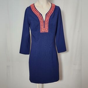 Lilly Pulitzer 🧶 Navy Blue Dress with Coral Accents Sz. 2